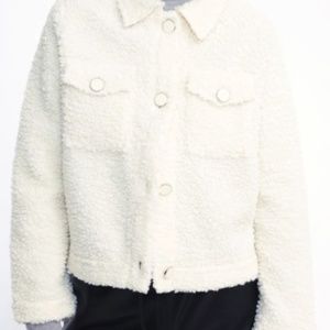 H&M Teddy Fleece Cardigan with Collar Jackets - Size 4XL